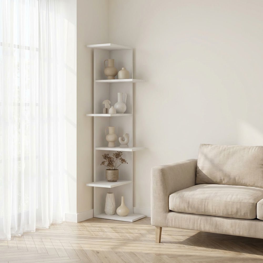 Boekenkasten - Boekenkast Saso Wit Melamine 37x141x24 cm - Dimehouse