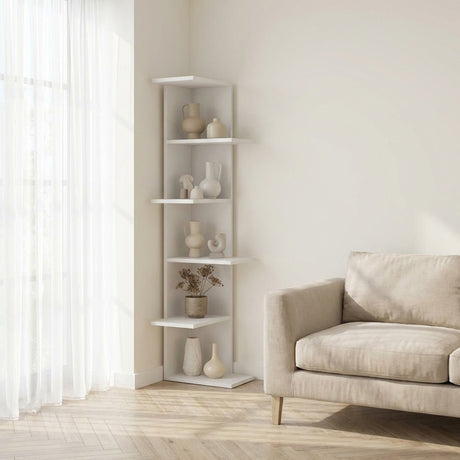 Boekenkasten - Boekenkast Saso Wit Melamine 37x141x24 cm - Dimehouse