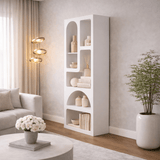 Boekenkasten - Boekenkast met organische vormen wit melamine Nolen 60x150x32 cm - Dimehouse