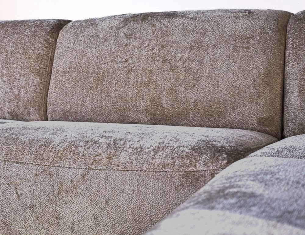 Banken - Hoekbank met hoge poten taupe velvet Chloe - rechts - Dimehouse