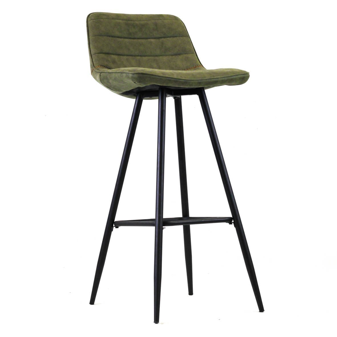 Barkrukken - Industriële Barkruk Groen Kenton Microvezel Stof - 76 cm Zithoogte - Dimehouse