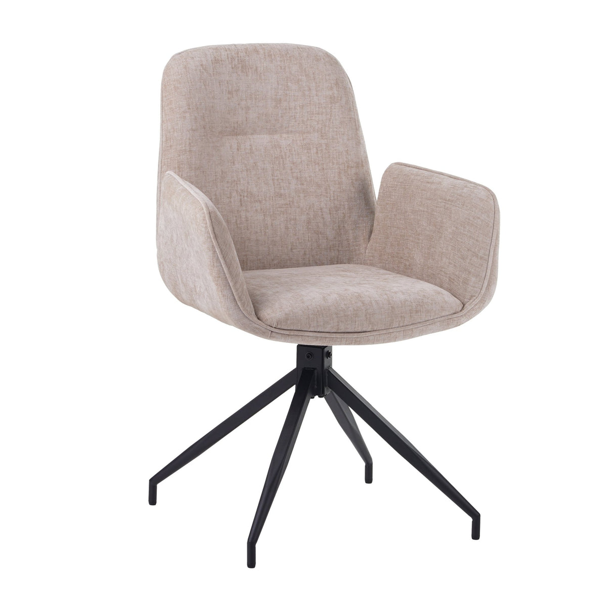 Eetkamerstoelen - Draaibare Eetkamerstoel Nela Chenille Beige - Met Armleuningen - Dimehouse