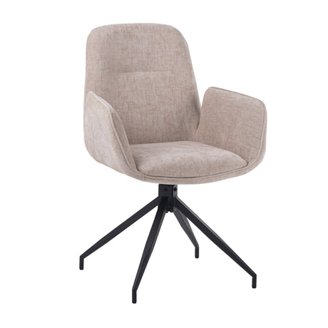 Eetkamerstoelen - Draaibare Eetkamerstoel Nela Chenille Beige - Met Armleuningen - Dimehouse