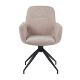 Eetkamerstoelen - Draaibare Eetkamerstoel Nela Chenille Beige - Met Armleuningen - Dimehouse