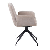 Eetkamerstoelen - Draaibare Eetkamerstoel Nela Chenille Beige - Met Armleuningen - Dimehouse
