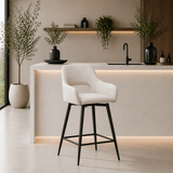 Barkrukken - Draaibare Barkruk Beige Stof Skye - Zithoogte 67 cm - Met Armleuningen - Dimehouse