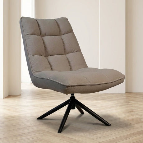 Drehsessel Yuki Taupe Bouclé 360° drehbar stimmungsvolles Foto in Modern Innenraum