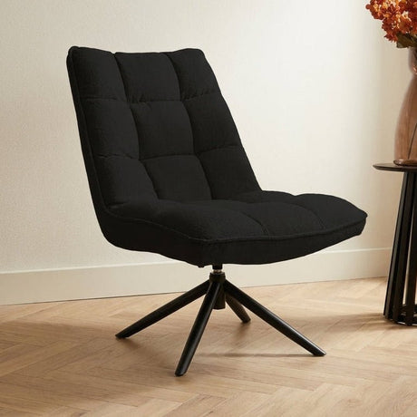Drehsessel Yuki Black Bouclé 360° drehbar Stimmungsfoto in Modern Innenraum