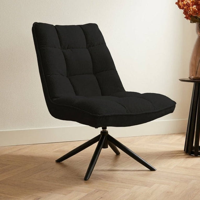 Drehsessel Yuki Black Bouclé 360° drehbar Stimmungsfoto in Modern Innenraum
