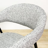 Meubelsets - Complete Meubelset: Lea Eettafel Sintered Stone Marmerlook Travertine - Eiken Frame + 4x Lisa Eetkamerstoelen Bouclé Grijs - Dimehouse