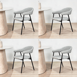 Eetkamerstoelen - Eetkamerstoel Set van 4 Bouclé Grijs Lisa - Zwart Frame - Dimehouse