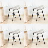 Eetkamerstoelen - Eetkamerstoel Set van 4 Bouclé Beige Lisa - Zwart Frame - Dimehouse