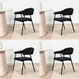Eetkamerstoelen - Eetkamerstoel Set van 4 Bouclé Zwart Lisa - Zwart Frame - Dimehouse