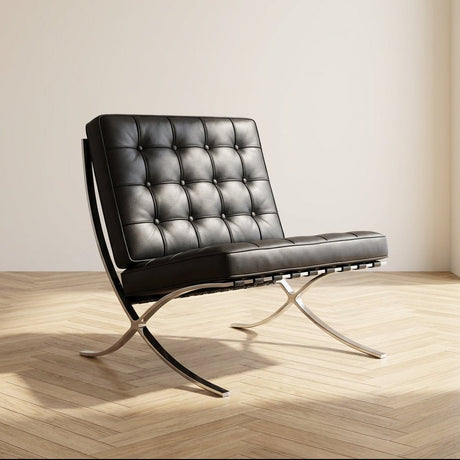 Expo-Sessel aus schwarzem Premium-Leder in Mood-Foto Modern Innenraum