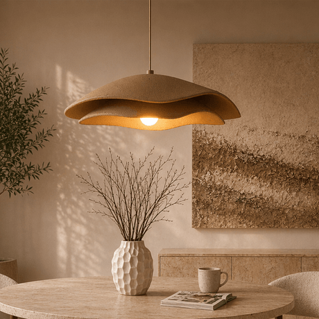 Hanglampen - Hanglamp beige carbon betonnen kap - 40 en 50 cm - Flowing - Dimehouse