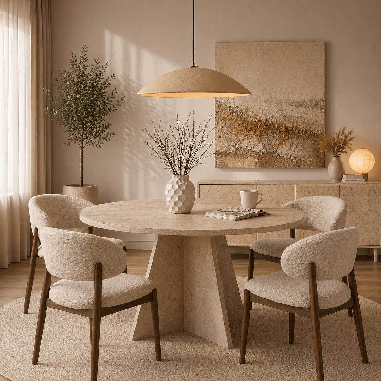 Hanglampen - Hanglamp beige carbon betonnen kap - strak - 59 cm - Flowing - Dimehouse