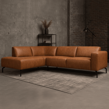 Banken - Industriële Hoekbank Ecoleer Cognac Barin - Links - Dimehouse