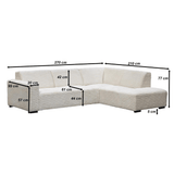 Banken - Hoekbank beige super zachte ribstof Gavi - links - Dimehouse