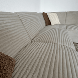 Banken - Hoekbank beige super zachte ribstof Gavi - rechts - Dimehouse