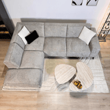 Banken - Hoekbank grijs chenille gemêleerd Ravi – Links - Dimehouse