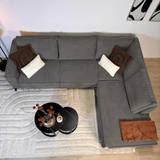 Banken - Hoekbank met chaise longue antraciet chenille Yara - rechts - Dimehouse