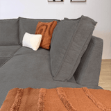 Banken - Hoekbank met chaise longue antraciet chenille Yara - rechts - Dimehouse