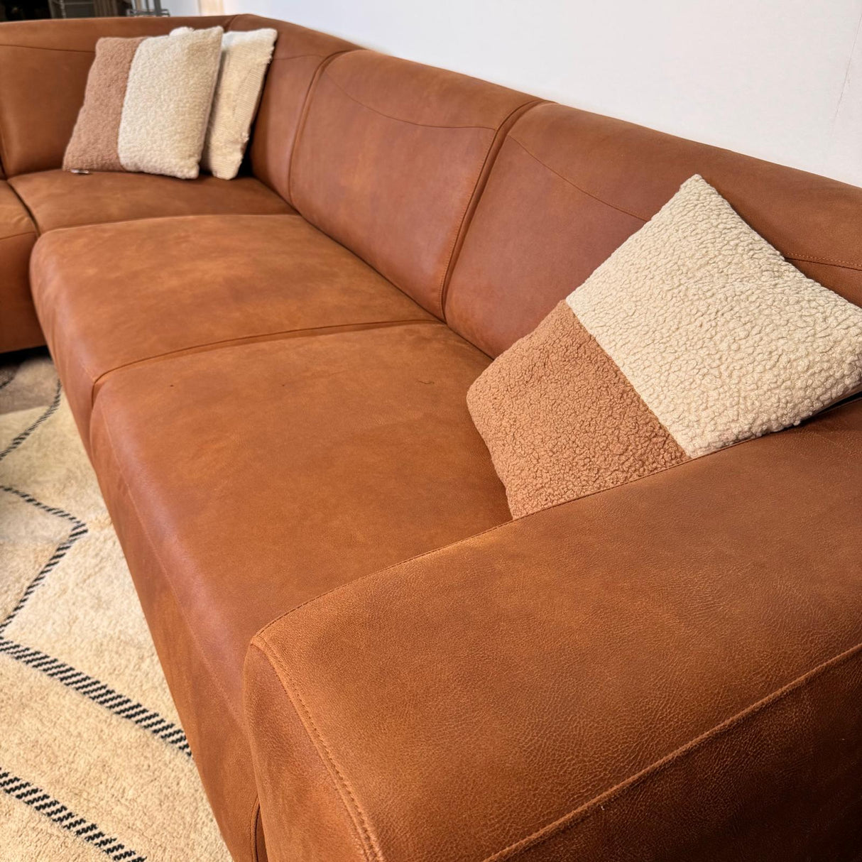 Banken - Hoekbank cognac robuust eco - leer Barin - rechts - Dimehouse