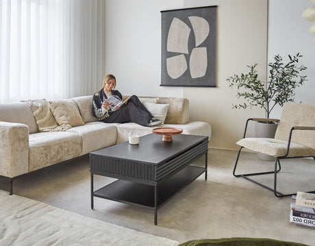 Banken - Hoekbank met hoge poten beige velvet Chloe - rechts - Dimehouse