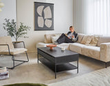 Banken - Hoekbank met hoge poten beige velvet Chloe - links - Dimehouse