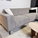 Banken - Hoekbank grijs chenille gemêleerd Ravi – rechts - Dimehouse