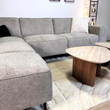 Banken - Hoekbank grijs chenille gemêleerd Ravi – rechts - Dimehouse