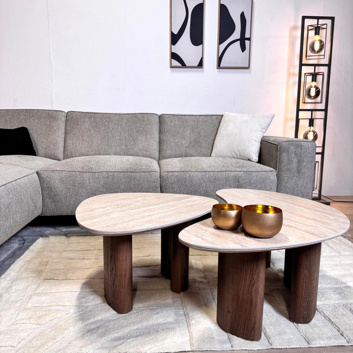 Banken - Hoekbank grijs chenille gemêleerd Ravi – Links - Dimehouse