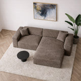 Banken - Hoekbank taupe chenille Wayne 264 cm - hoek links en rechts monteerbaar - Dimehouse