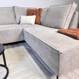 Banken - Hoekbank met chaise longue beige chenille Yara - rechts - Dimehouse