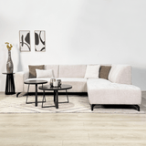 Banken - Hoekbank met chaise longue beige chenille stof Manon - rechts - Dimehouse