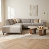 Ecksofa Grauer Chenille-melierter Ravi – Umgebungsfoto links Modern Innenraum