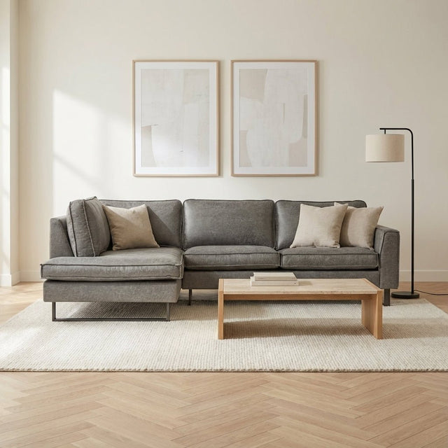 Ecksofa graue Mikrofaser Tulin – stimmungsvolles Foto links Modern Innenraum