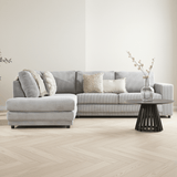 Ecksofa hellgraues Rippensofa Gabi - links