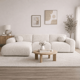 Banken - Hoekbank beige bouclé stof - 292x169 cm - Shane - links - Dimehouse