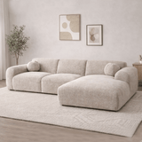 Banken - Hoekbank beige chenille stof - 292x169 cm - Shane - rechts - Dimehouse