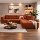 Banken - Hoekbank met lounge koper bouclé stof Nova - rechts - Dimehouse