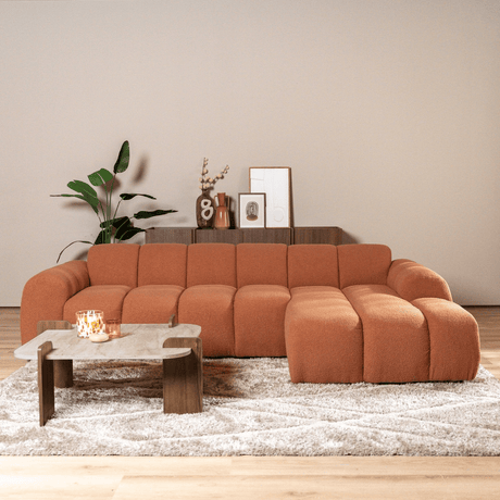 Banken-Ecksofa mit Lounge-Käufer Bouclé Stoff - Streifen - rechts - Brix -Dimehouse