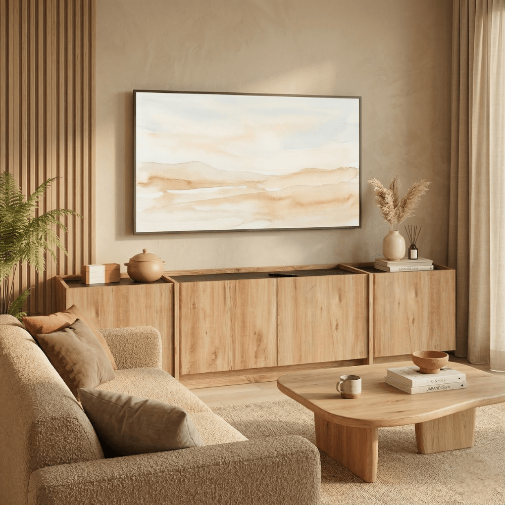 TV Meubels - Tv - meubel Japandi eikenlook melamine antraciet Lowen 180 cm - Dimehouse