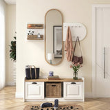 Meubelsets - Meubelset Kapstok - Spiegel - Schoenenkast - Wit - Walnoot Melamine - Hally - Dimehouse