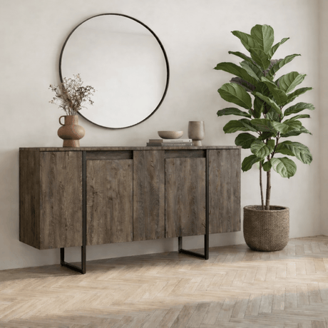 Dressoirs - Modern Dressoir Walnoot Luxe 160x80x35 - Zwart Frame - Dimehouse