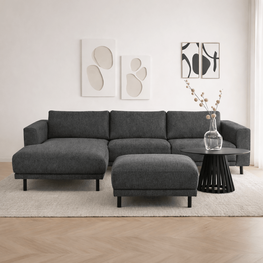 Banken - Hocker antraciet stof - 73 × 57 × 47 cm - Aniko - Dimehouse