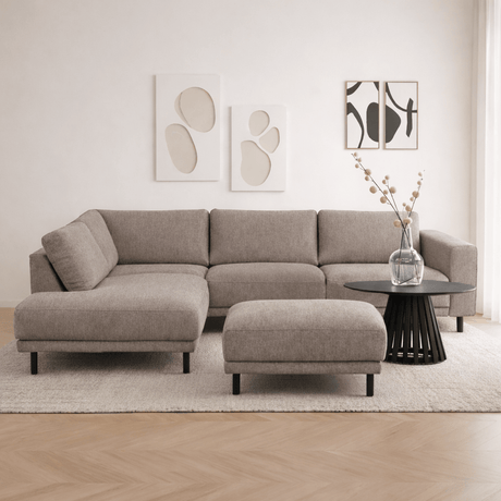 Banken - Hocker taupe stof - 73 × 57 × 47 cm - Aniko - Dimehouse