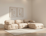 Modulares XXL-Ecksofa Bubble mit Ottomane – Samtbeige
