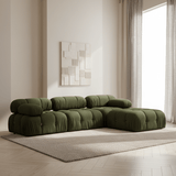 Modulares XXL-Ecksofa Bubble mit Ottomane – Samtgrün