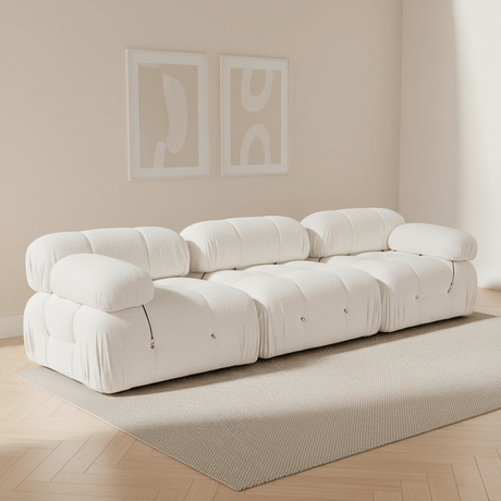 Modulares Sofa 3-Sitzer Bubble Bouclé weiß